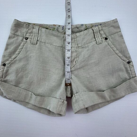 Fillmore California 100% Linen Shorts Size 25 Beige Textured Rolled Hem Boho - Picture 8 of 9